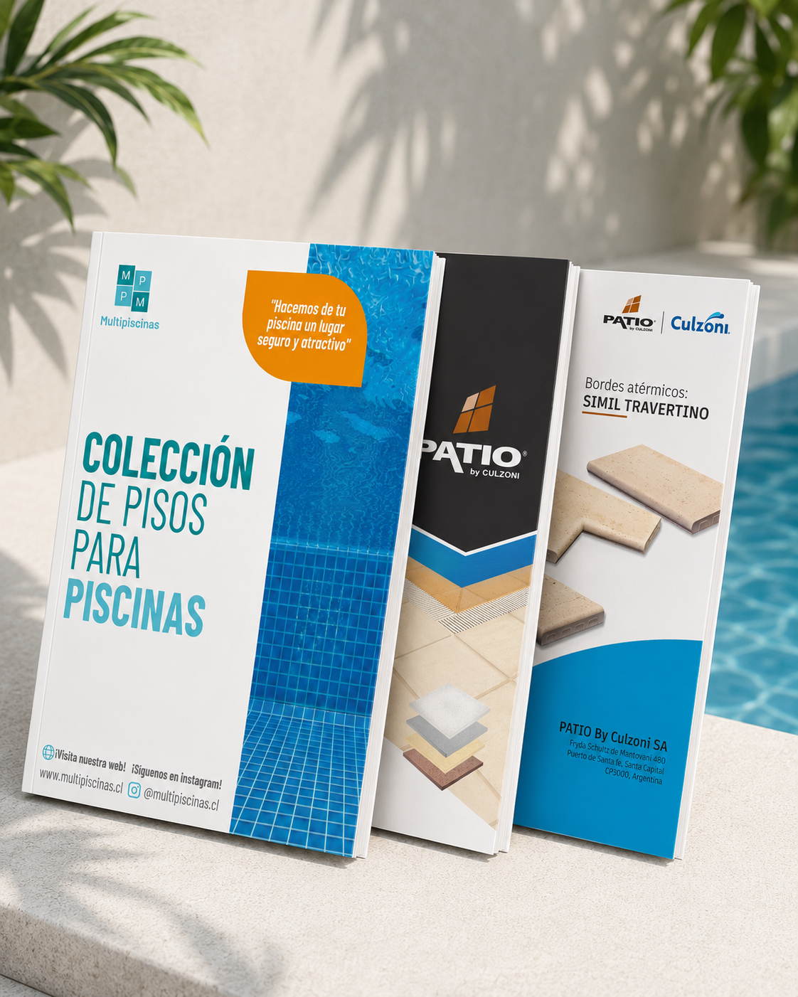 Catálogos de bordes, revestimientos atérmicos y símil travertino para piscinas